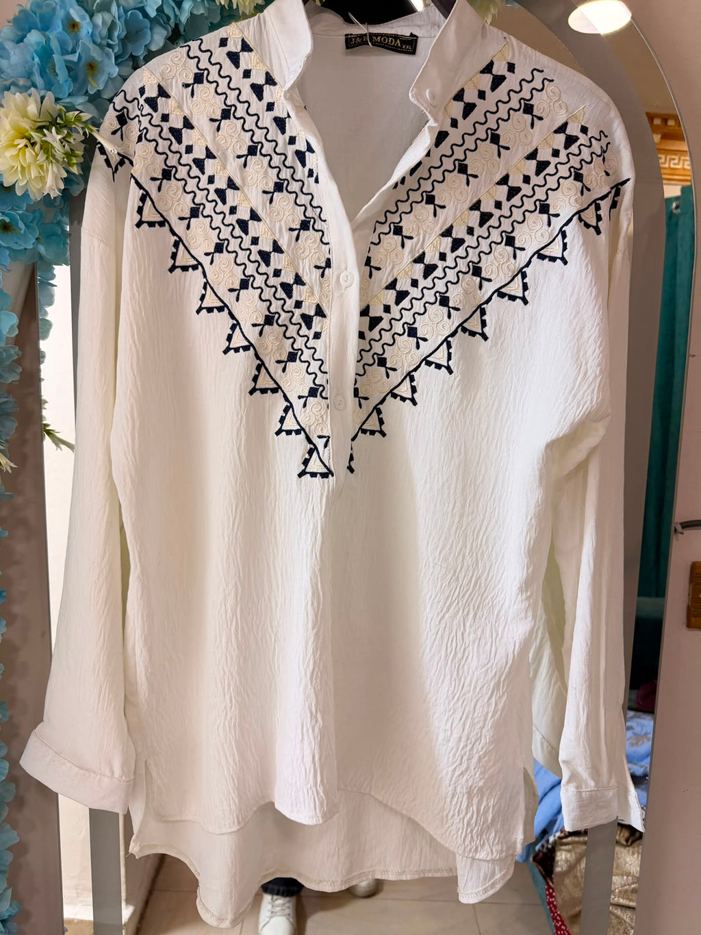 long sleeved white button up