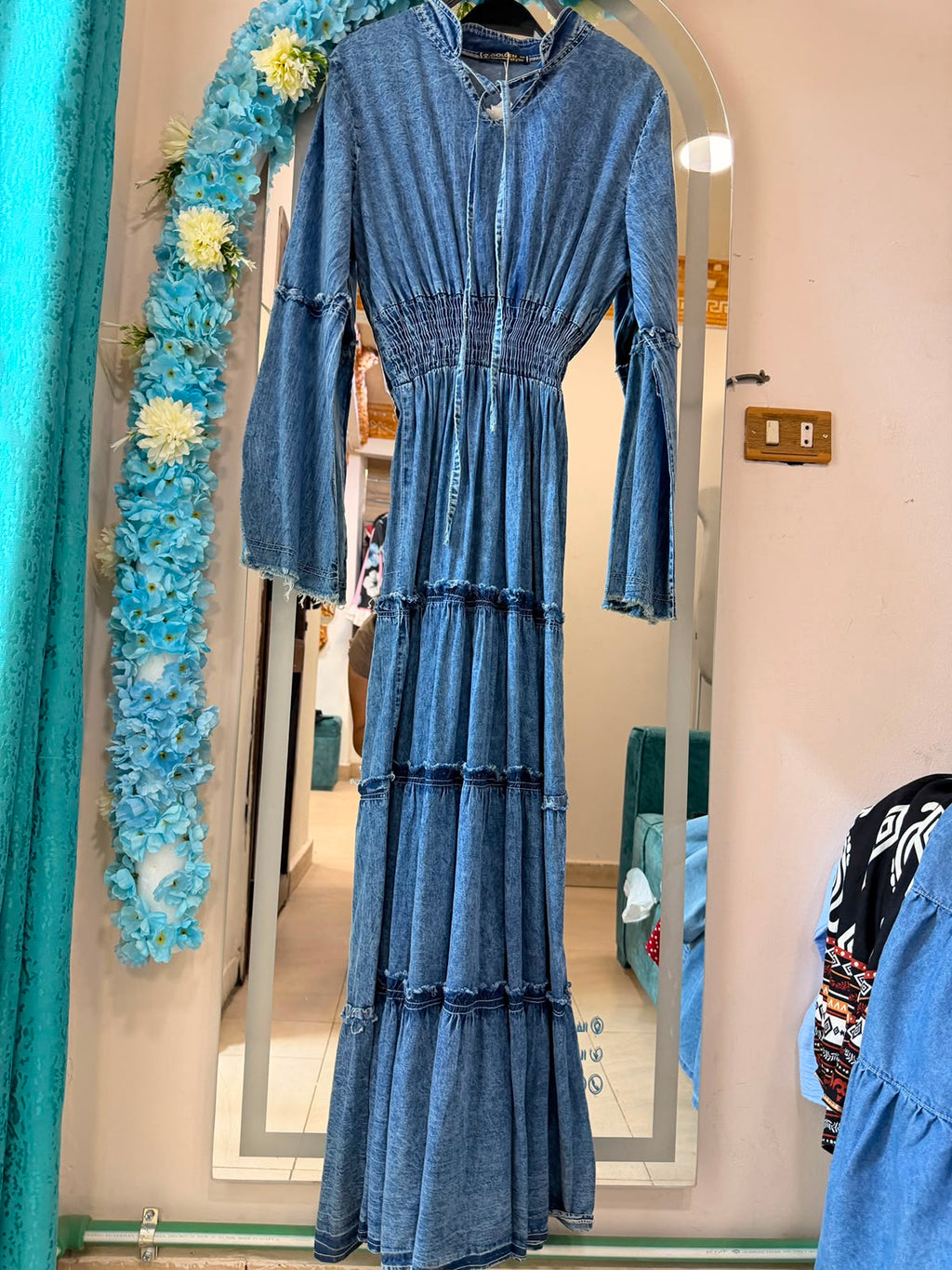 long sleeved denim dress