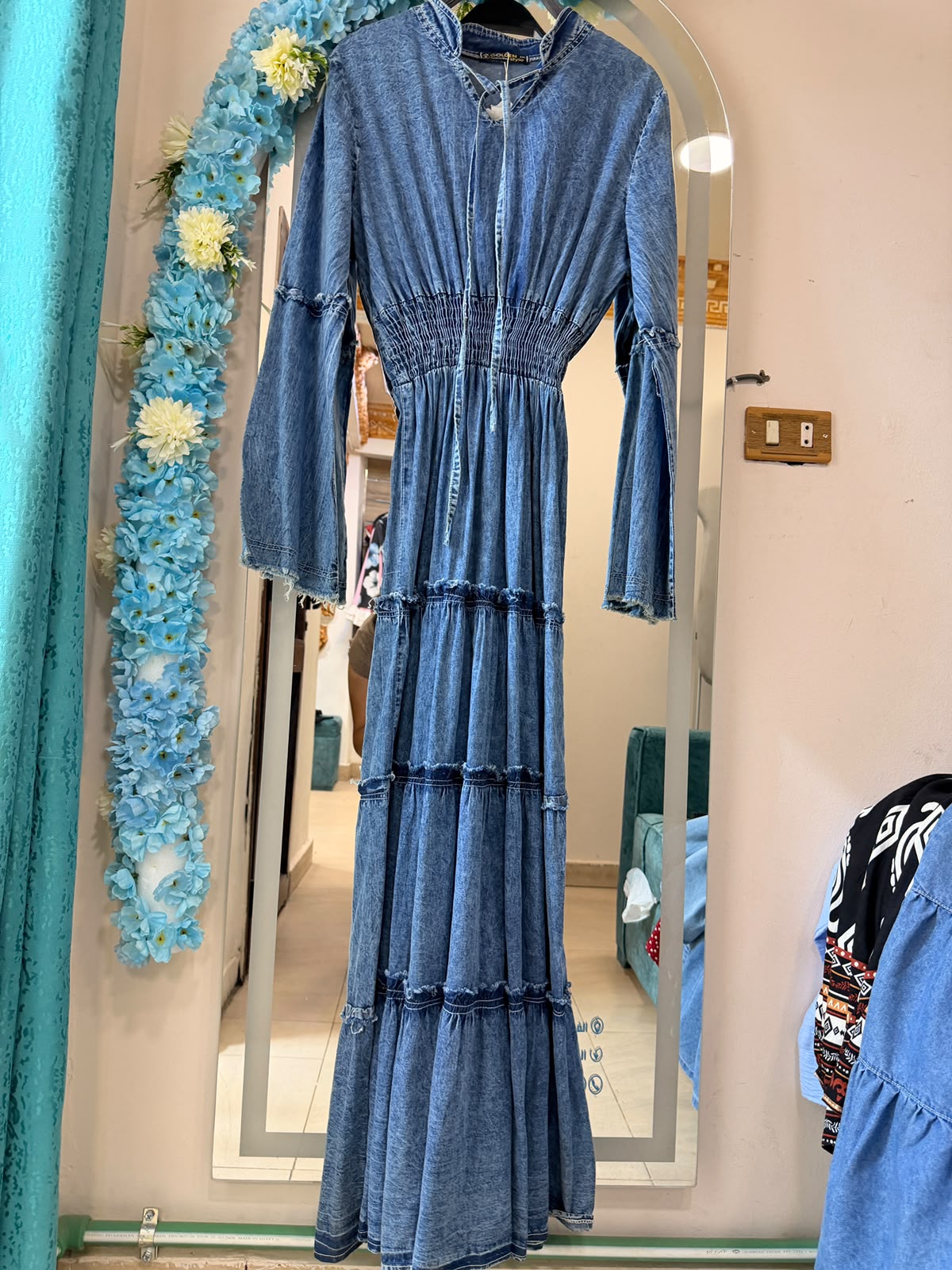 long sleeved denim dress