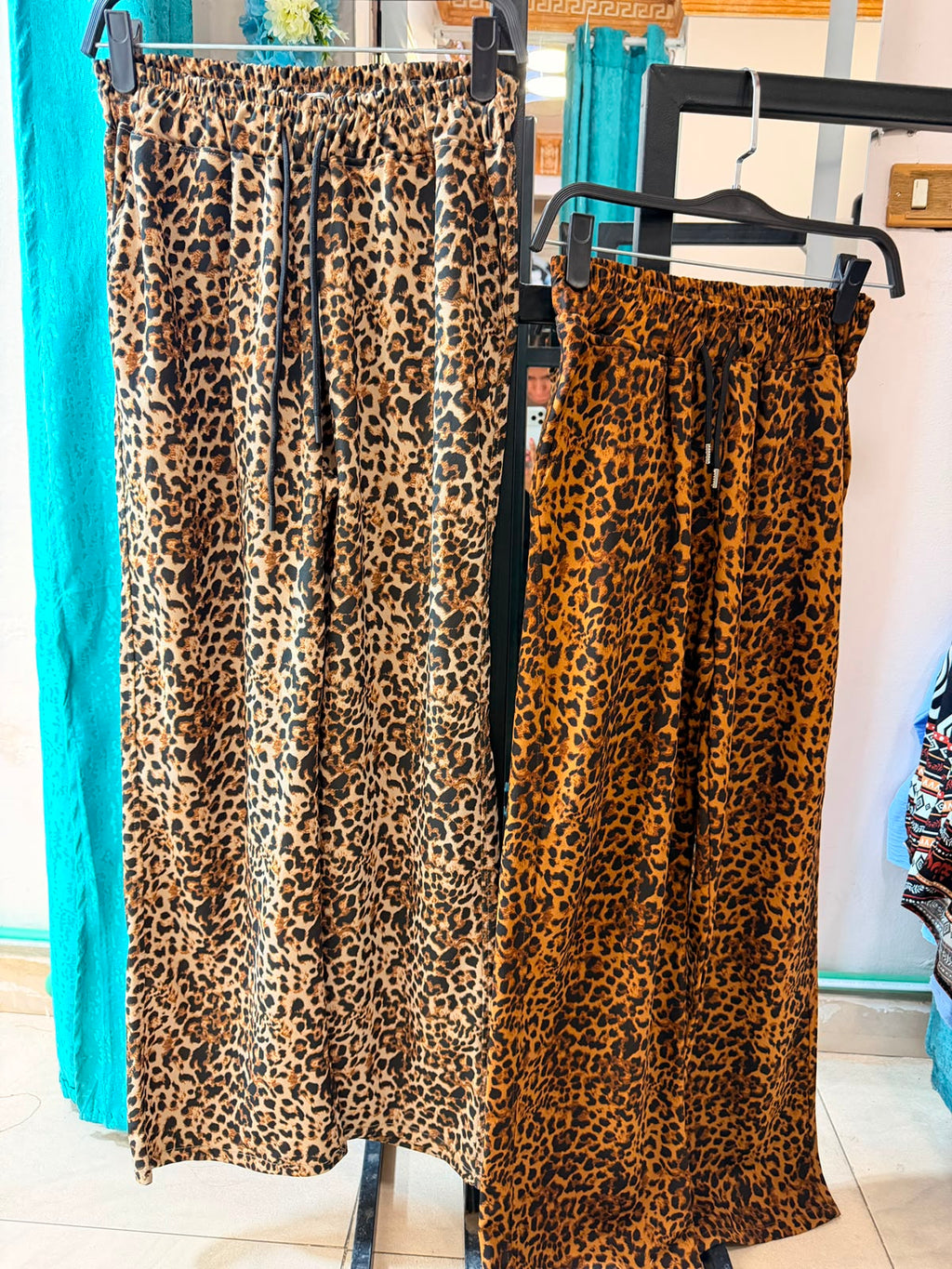 leopard print wide legged pants