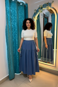 cute long denim skirt