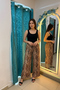 Model 1 in classic leopard pants
